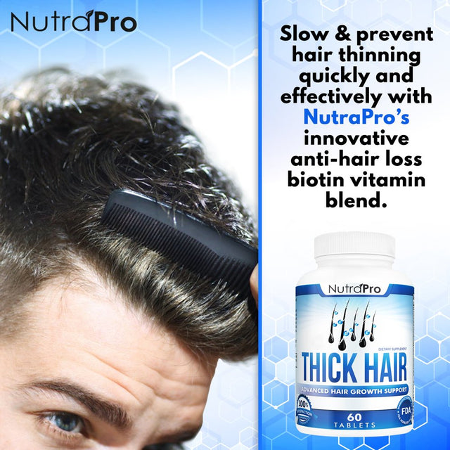 Nutrapro Thick Hair Growth Vitamins–Anti Hair Loss Supplements with DHT Blocker Stimulates Faster Hair Growth for Weak, Thinning Hair