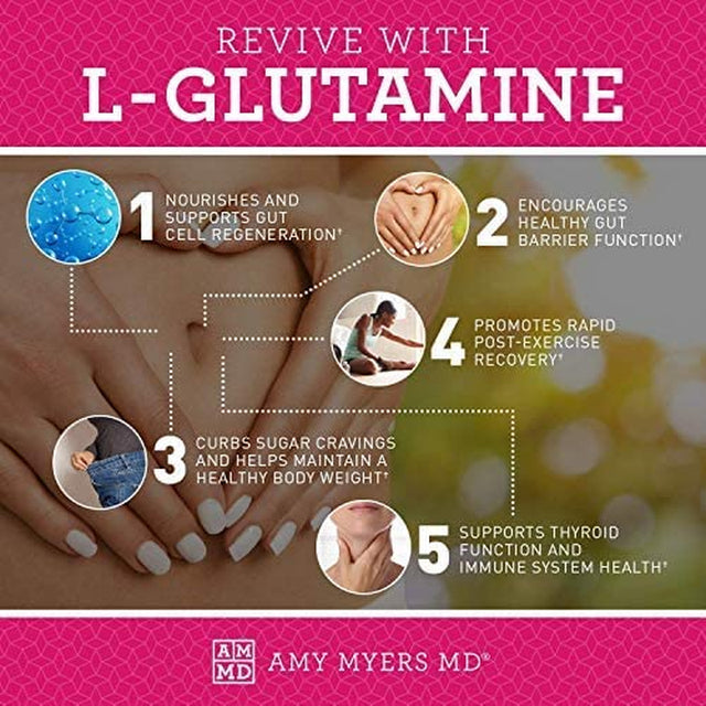 Amy Myers MD L Glutamine Capsules 1700Mg to Support Sugar Cravings, Muscle Repair & Healthy Gut - Ideal Amino Acid for Leaky Gut & Digestive Health - Supports Immune System & Thyroid Function 120 Caps