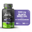 ORZAX Black Seed Oil Capsules, 90 Soft Gels, 1000 Mg, 2% Thymoquinone, 100% Virgin Pure Cold Pressed