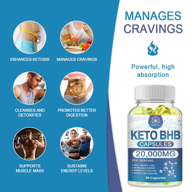 (2 Pack) HFU Brand Keto Capsules 20000MG Slimming Weight Loss Detox Cleanse Diet Supplement - 60CT