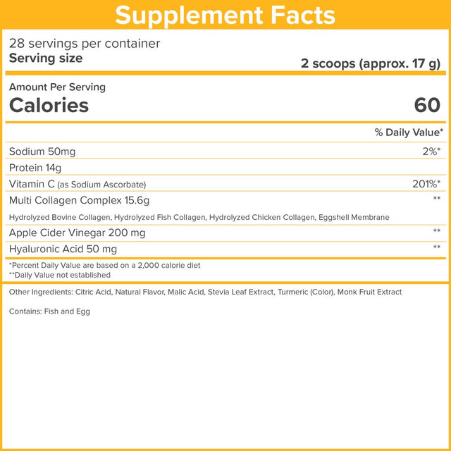 Skinnyfit Super Youth Orange Pineapple Multi-Collagen Peptides Supplement, 28 Servings