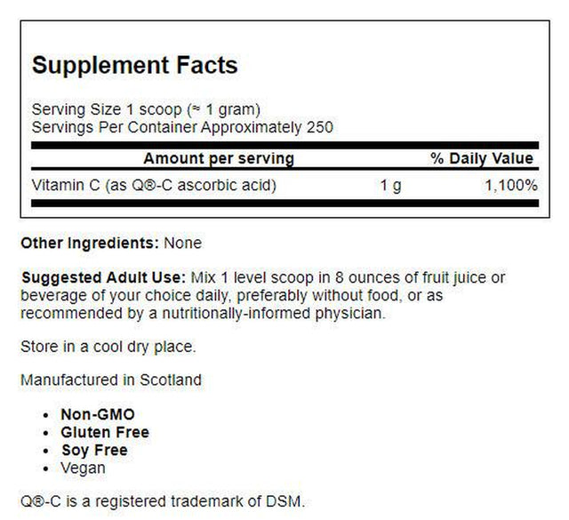 Doctor'S Best C with Quali-C, Non-Gmo, Gluten Free, Vegan, Soy Free, Sourced from Scotland, 250 Grams