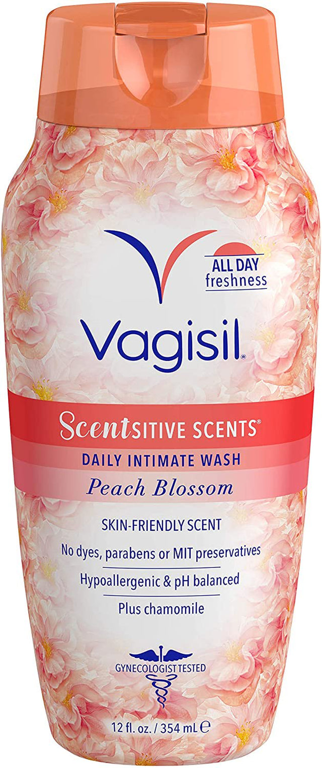 Vagisil Scentsitive Scents Daily Intimate Feminine Wash for Women,, Fresh and Gentle on Skin, Peach Blossom, 12 Oz