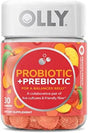 OLLY Probiotic + Prebiotic Gummy, Digestive Support and Gut Health, 500 Million Cfus, Fiber, Adult Chewable Supplement for Men and Women, Peach, 30 Day Supply - 30 Count Probiotic + Prebiotic Bottle