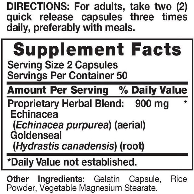 Nature'S Truth Echinacea & Goldenseal Root Natural Whole Herb 100Ct, 5-Pack