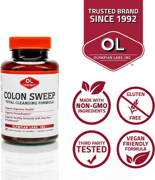 Olympian Labs Colon Sweep, 60 Veggie Capsules, Digestive Health, Detoxification, Healthy Immune System, 30 Servings