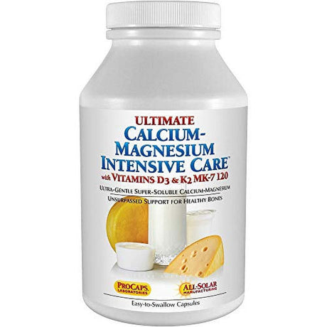 Andrew Lessman Ultimate Calcium-Magnesium Intensive Care with 1000 IU Vitamin D3 & 120 Mcg Vitamin K2 MK7-60 Capsules - Bone and Skeleton Health Essentials. Gentle, Easy to Swallow, Sup