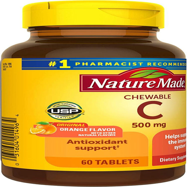 Nature Made Chewable Vitamin C 500 Mg, Dietary Supplement for Immune Support, 60 Tablets, 60 Day Supply