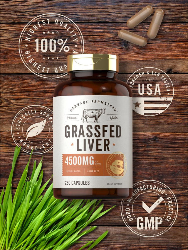 Grassfed Beef Liver | 4500Mg | 250 Capsules | by Herbage Farmstead