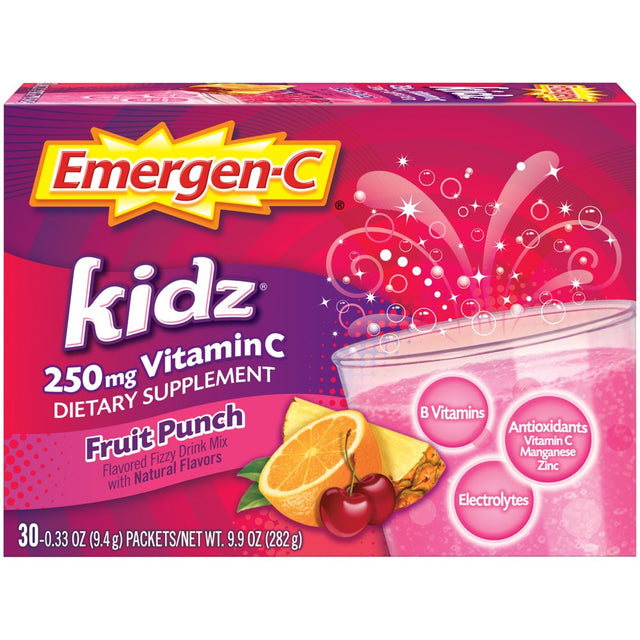 Emergen-C Kidz Vitamin C Dietary Supplement, Immune Support, Fruit Punch Flavor - 30 Ct