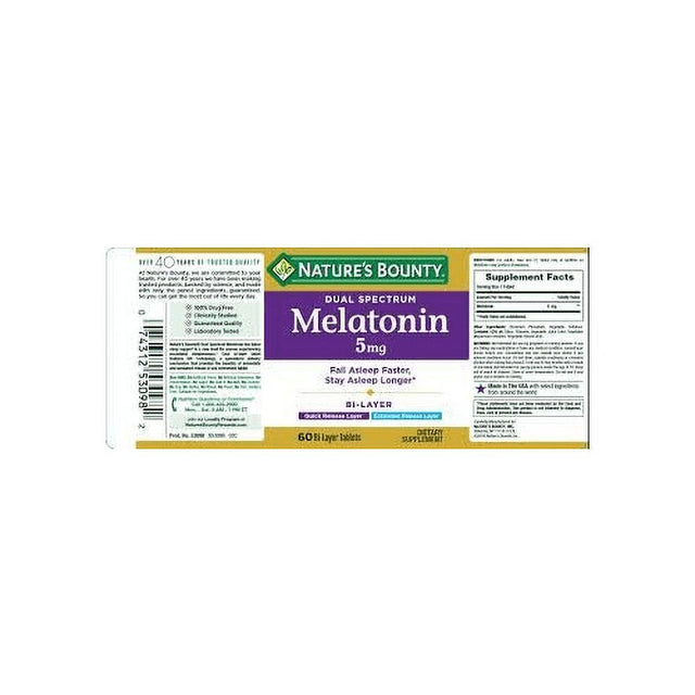 Nature'S Bounty Dual Spectrum Melatonin Sleep Faster & Longer 60 Ct, 2-Pack