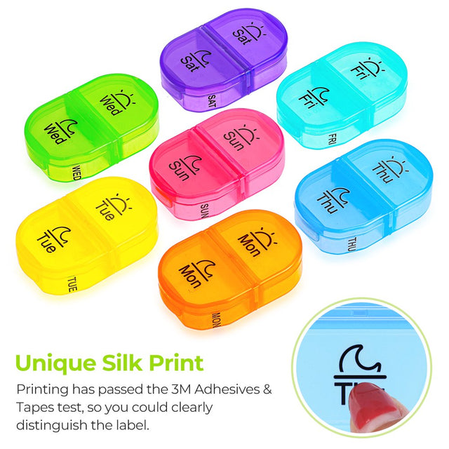 AUVON Pill Organizer AM PM , 7 Day Pill Planner, Weekly Pill Box 2 Times a Day with 7 Portable Daily Pill Case