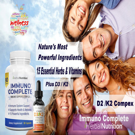 Immune Boosting Combo - D3 Liquid Drops plus Immuno Complete Multi-Ingredient Capsules