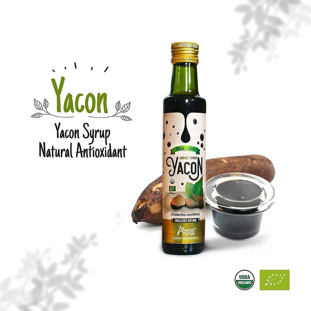 Yacon Root Syrup L USDA and EU Organic Certified and Pure Natural Sweetener L 8.45 Fl Oz. (250Ml) Prebiotic Rich in FOS with Antioxidants and Vitamins L Gluten Free and NON-GMO L Amazon Andes