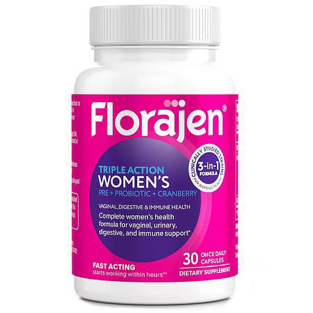 FLORAJEN Triple Action Women'S Pre + Probiotic + Cranberry - 30 Capsules