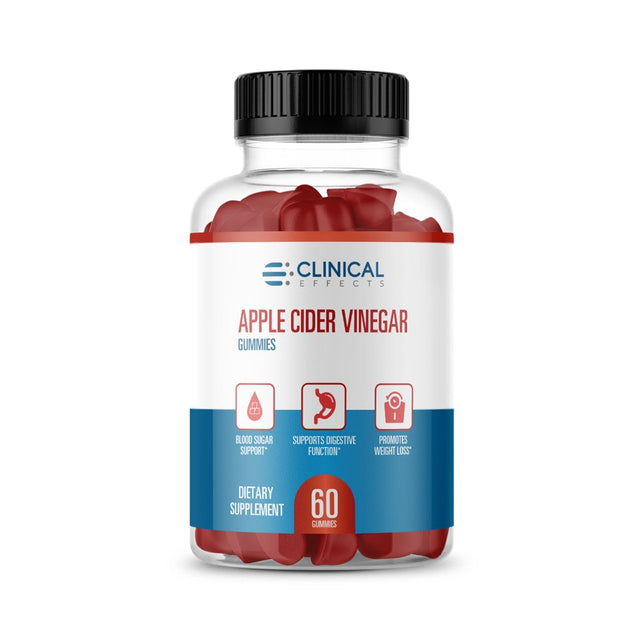 Clinical Effects Apple Cider Vinegar Gummies - Weight Management, Cardiovascular Health, and Immune Support with B Vitamins, Pomegranate, Beet Root, Pectin - No Gelatin - 60 Gummies - Made in the USA