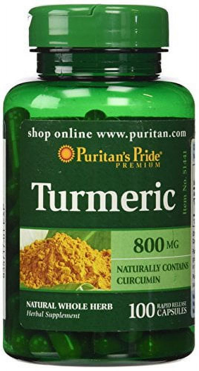 Puritan'S Pride Turmeric, Supports Antioxidant Health, 800Mg Capsules, 100 Count