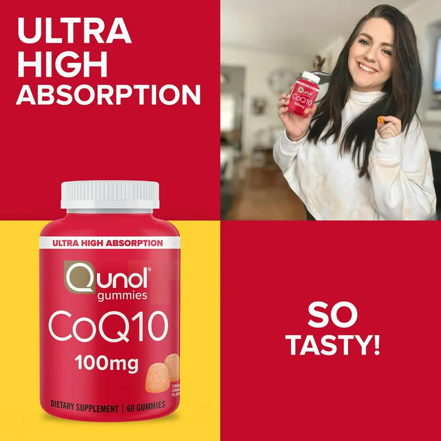 Qunol Coq10 Gummies, 100Mg, Ultra-High Absorption, Heart Health Supplement, 60 Count