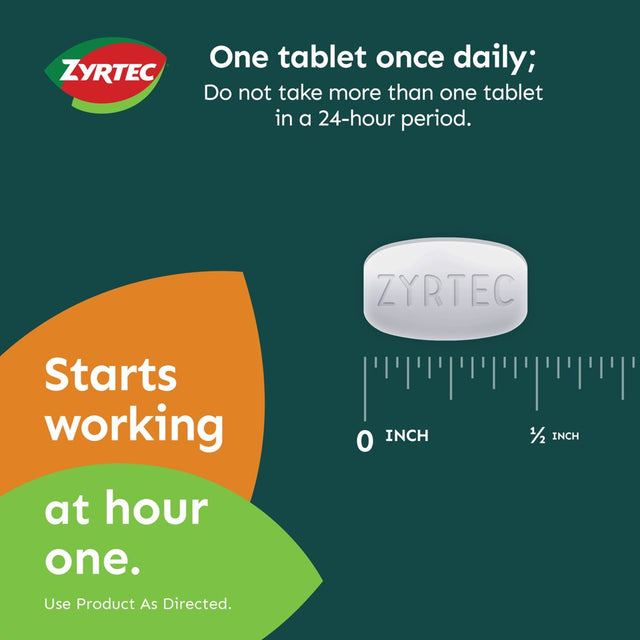 Zyrtec 24 Hour Allergy Relief Tablets with 10 Mg Cetirizine Hcl, 30 Ct