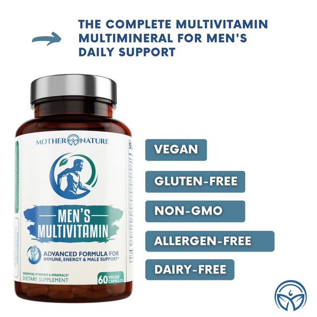 Mother Nature Organics, Men'S Multivitamin, 60Ct, with Biotin and Vit B