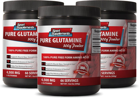 Brain and Memory Power Boost - Pure GLUTAMINE Powder 4,500MG - Natural Energy Supplement - 3 Bottle (900G)