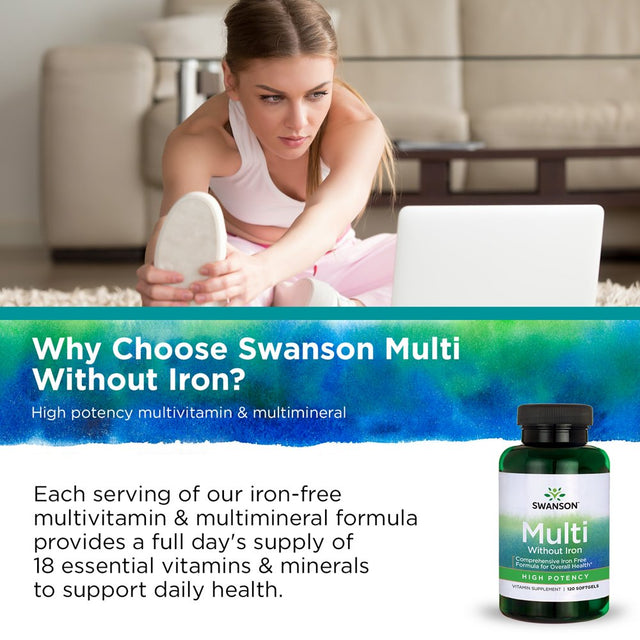 Swanson High Potency Multivitamin without Iron Softgels, 120 Count