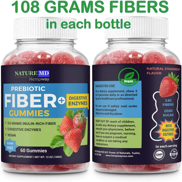 Fiber Gummies for Digestive Health & Daily Weight Support | Sugar Free | Prebiotic Natural Fibers | Delicious Natural Fruit Taste | Keto Friendly | Gluten Free, Vegan, Non-Gmo | 60 Count