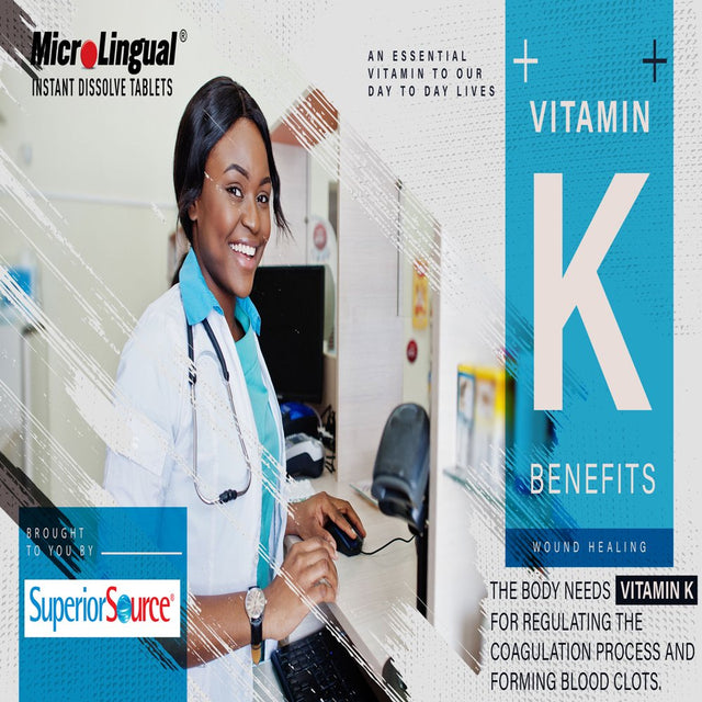 Superior Source K2 (MK-7) 100 Mcg with Vitamin D3 (5000 IU) Instant Dissolve Tablets 60 Count Dietary Supplement