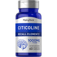 Citicoline (Recall Elements) 500 Mg | 60 Quick Release Capsules | Non-Gmo, Gluten Free | by Piping Rock