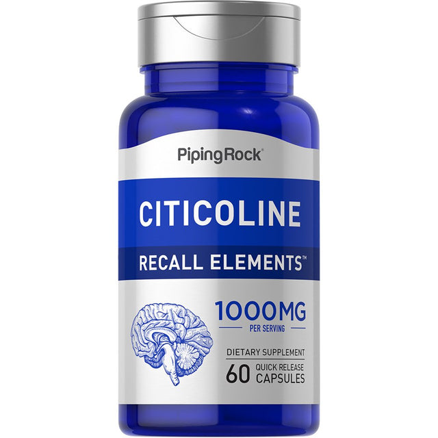 Citicoline (Recall Elements) 500 Mg | 60 Quick Release Capsules | Non-Gmo, Gluten Free | by Piping Rock