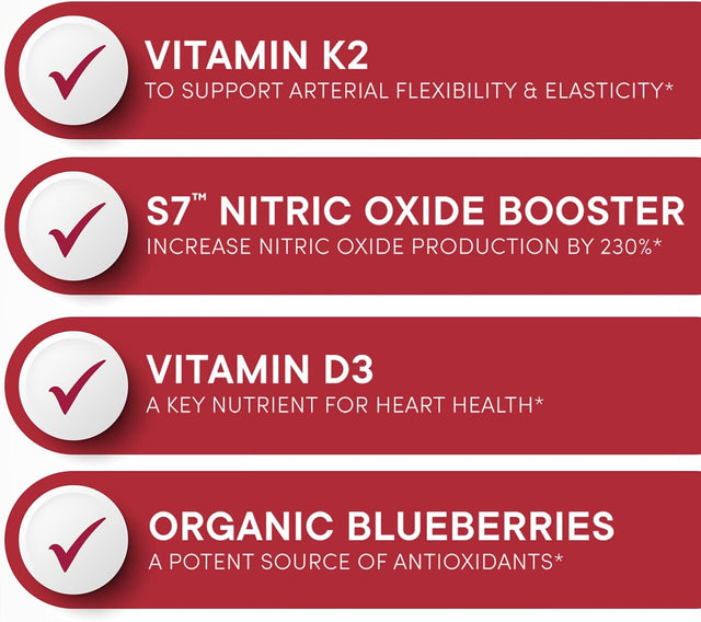 Purity Products Artery Pill Core from MK-7 Vitamin K2, Plant-Based S7 Nitric Oxide Booster, Vitamin D3, Organic Blueberries - Promotes Arterial Health & Cardiovascular Function - 30 Count