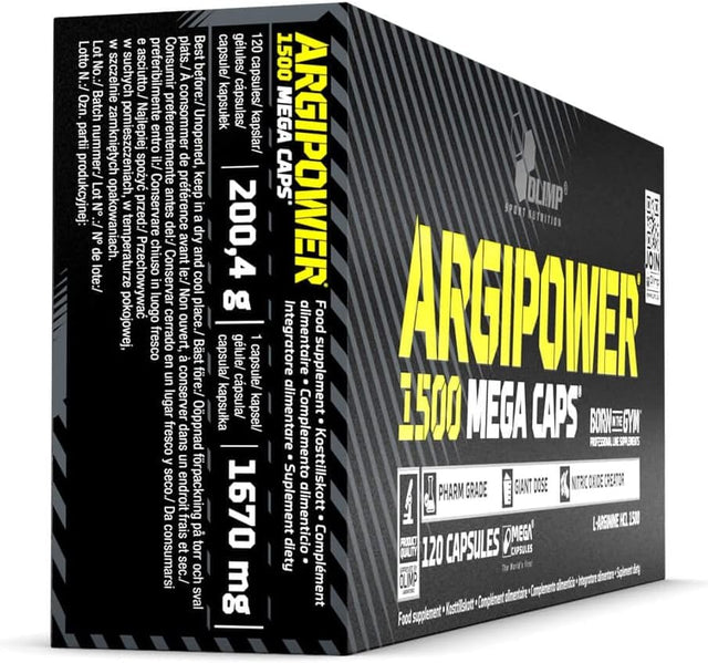 ARGIPOWER 120 Capsules | Hardcore Nitric Oxide | Pre-Workout Food Supplement | Large L-Arginine Dose