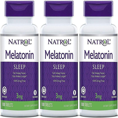 Natrol Melatonin 3 Mg Sleep Time Release Dietary Supplement Tablets 100 Ea (Pack of 3)