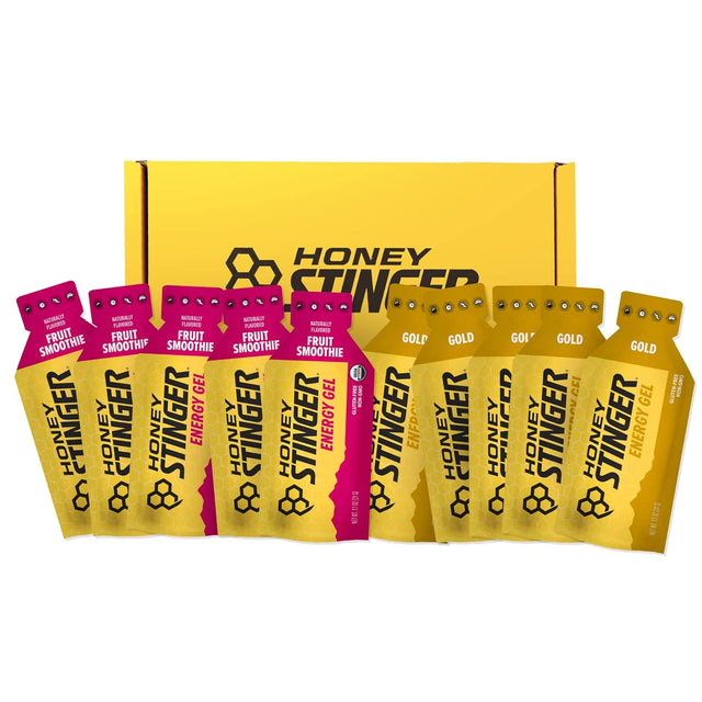 Honey Stinger Energy Gel Variety Pack | 5 Packs Each of Gold and Organic Fruit Smoothie Gluten Free & Caffeine for All Exercises Sports Nutrition Home Gym, Pre Mid Workout