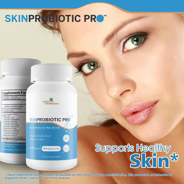 Skin Probiotic Pro - Support Healthy Skin from the inside Out with a Probiotic Skin Health Support - Help Support Decreased Blemishes, Pimples, Redness - Probiotics for Hydrated & Healthy Looking Skin