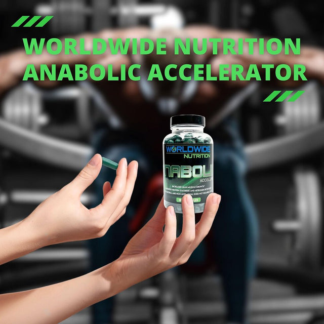 Worldwide Nutrition Anabolic Accelerator Vitamin Supplements - Muscle Growth, Strength, Muscle Recovery - Plant Based Workout Performance Enhancer - Cortisol Blocker, Metabolism Booster - 180 Count