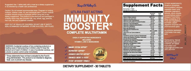 Immune Support Immunity Booster Supplement & Immunity Support with Echinacea, Vitamin C, Manganese & Zinc - 3Pack