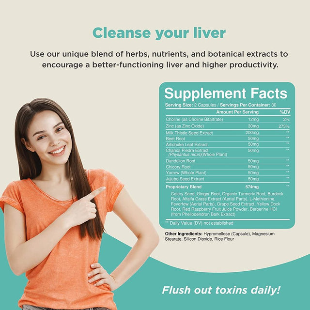 Milk Thistle Liver Cleanse Supplement - Nature'S Craft 60Ct Vegan Liver Support Capsules for Liver Detox Cleanse & Digestive Aid - Milk Thistle, Artichoke & Dandelion Herbal Blend for Liver Health