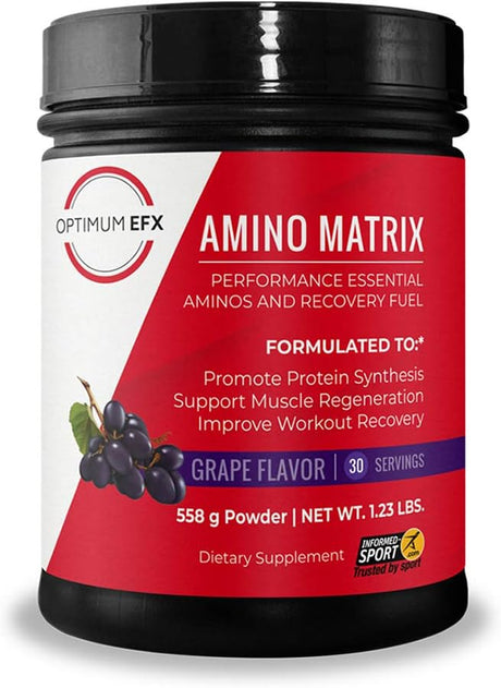 Amino Matrix, Performance Essential Aminos and Recovery Fuel, Intra Workout, Vegan, Informed Sport Certified, Zero Carbs, Zero Stimulants, Naturally Flavored (Grape)