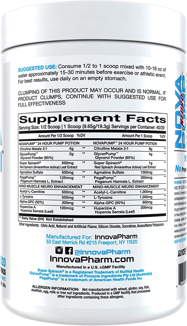 Innovapharm NOVAPUMP Neuro (Sour Apple Punch) Powder 13.6 Ounce