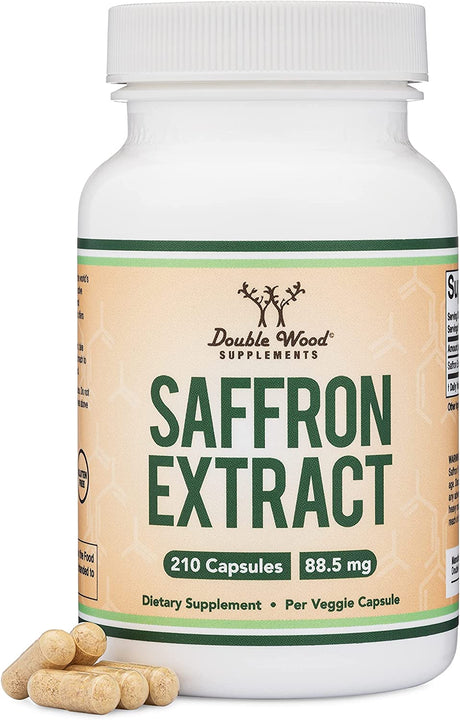 Saffron Supplement for Focus - Saffron Extract 88.5Mg Vegan Capsules (210 Count) Minor Appetite Suppressant for Healthy Weight Management (Supports Eye, Retina, and Lens Health) by Double Wood