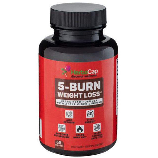 5-BURN Weight Loss Supplement with Unique Keto Formula, Burn Fat with Apple Cider Vinegar Capsules, Raspberry Ketones, Natural ACV Supplement for Appetite Control