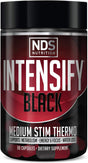 NDS Nutrition Intensify Black - Thermogenic Blend with Teacrine for Fat and Water Loss - Boost Metabolism, Burn Calories, Help Suppress Appetite - Improve Body Tone, Muscle Definition - 90 Capsules