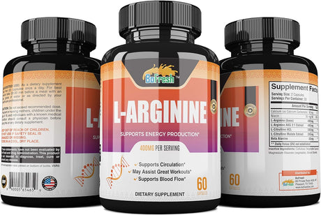 Nutrition - Energy Production L Arginine - 1200Mg Supplement for Muscle Support, Circulation and Blood Flow - L-Citrulline & Essential Amino Acids to Support Physical Endurance, 60 Capsules