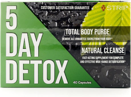 Strip 5 Day Detox Cleanse - Complete Body Cleanse | Remove Toxins & Unwanted Impurities - Natural, Healthy Cleansing Support for Liver, Urinary Tract, Kidney, Digestive System - 40 Capsules