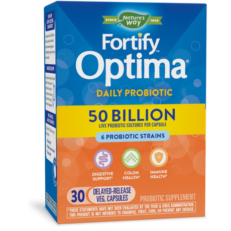 Nature'S Way Fortify Optima 50 Billion Daily Probiotic, Probiotic Strains, Supports Digestive and Immune Health, 30 Capsules