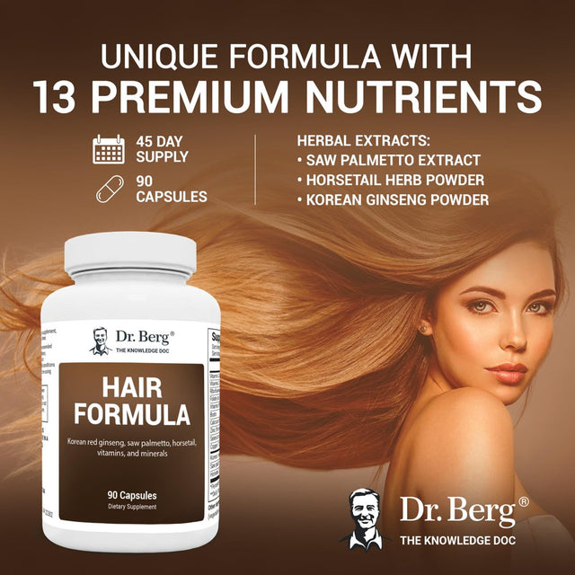 Dr. Berg Hair Formula - Hair Skin and Nails Vitamin with Biotin, 90 Capsules