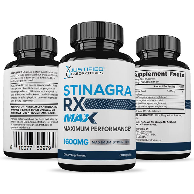 (10 Pack) Stinagra RX Max Men’S Health Supplement 1600Mg 600 Capsules