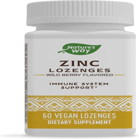 Nature'S Way Zinc Lozenges with Vitamin C & Echinacea, Immune Support*, Wild Berry Flavored, 60 Lozenges 60 Count (Pack of 1)