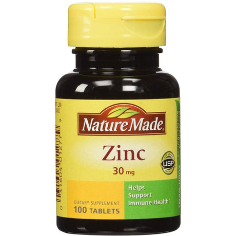 Nature Made Zinc 30 Mg for Immune System Support Tablets, 100 Count Ea